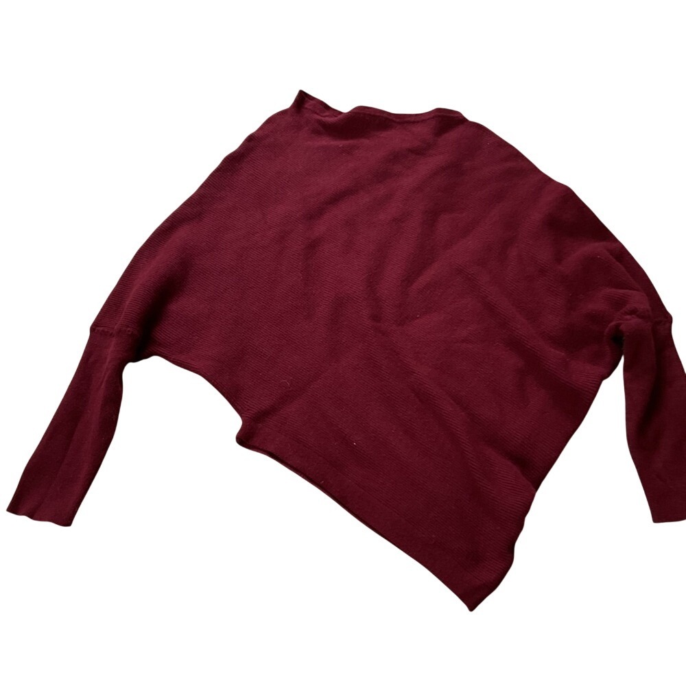 JODIFLโ Womens Burgundy Ribbed Dolman Batwing Sleeve Boat Neck Sweater Medium